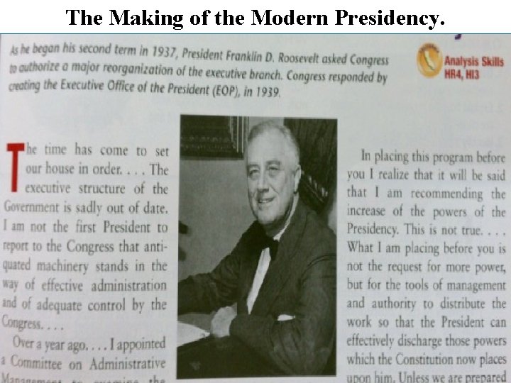The Making of the Modern Presidency. 