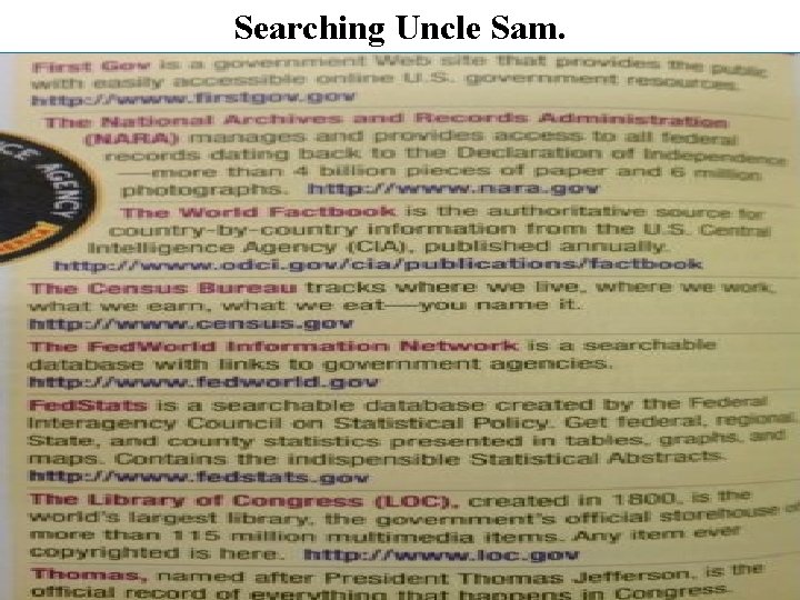 Searching Uncle Sam. 