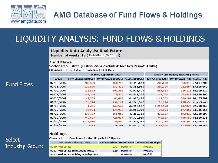 AMG Database of Fund Flows & Holdings LIQUIDITY ANALYSIS: FUND FLOWS & HOLDINGS Fund
