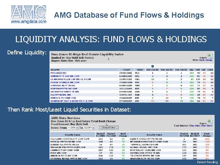 AMG Database of Fund Flows & Holdings LIQUIDITY ANALYSIS: FUND FLOWS & HOLDINGS Define