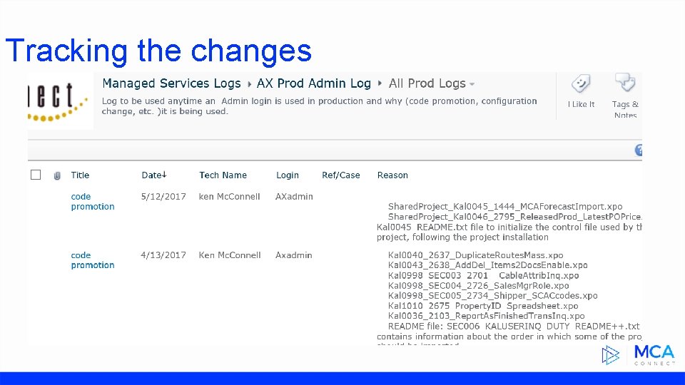 Tracking the changes 