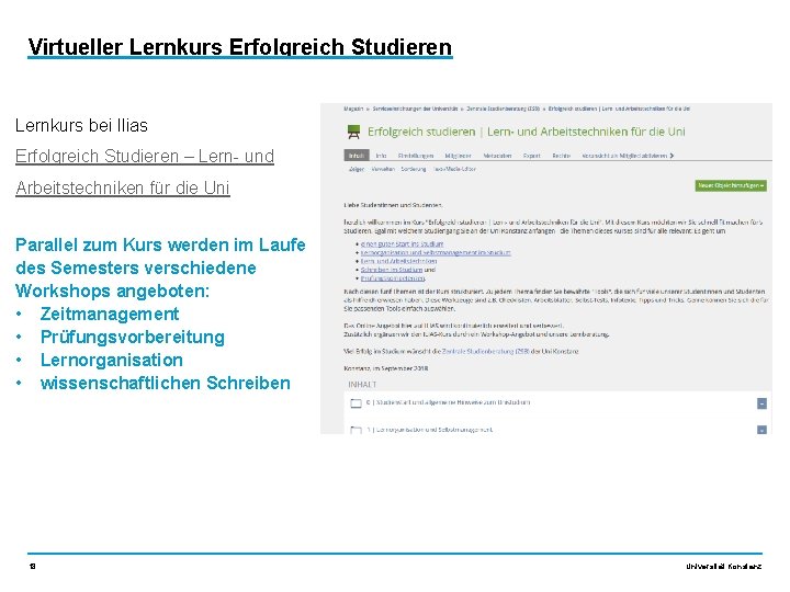 Virtueller Lernkurs Erfolgreich Studieren Lernkurs bei Ilias Erfolgreich Studieren – Lern- und Arbeitstechniken für