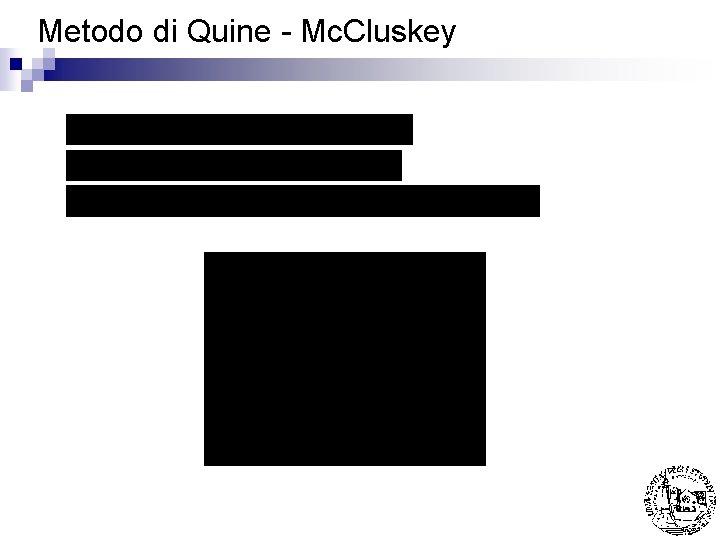 Metodo di Quine - Mc. Cluskey 