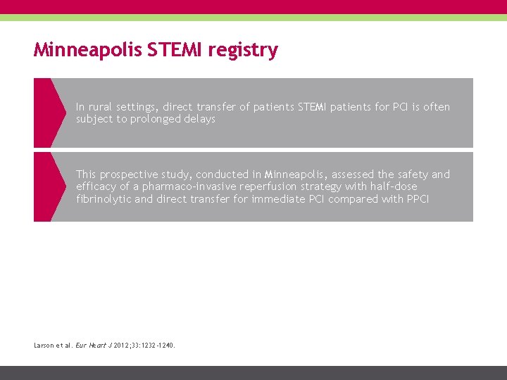 Minneapolis STEMI registry In rural settings, direct transfer of patients STEMI patients for PCI