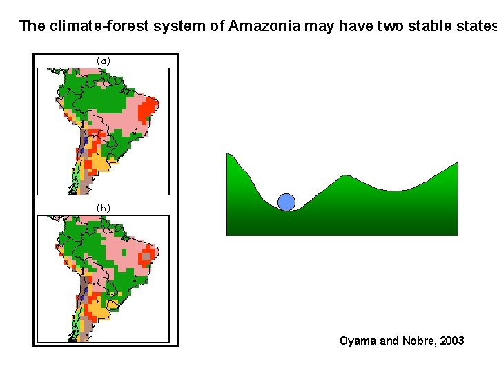 The climate-forest system of Amazonia may have two stable states Oyama and Nobre, 2003