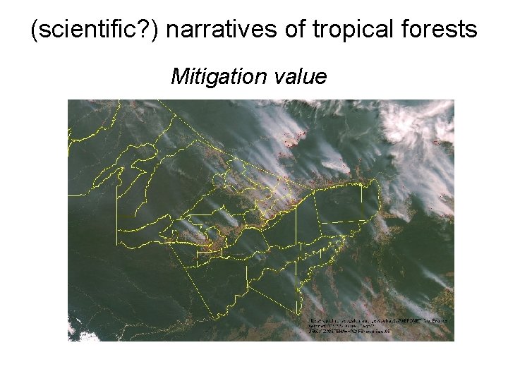 (scientific? ) narratives of tropical forests Mitigation value 