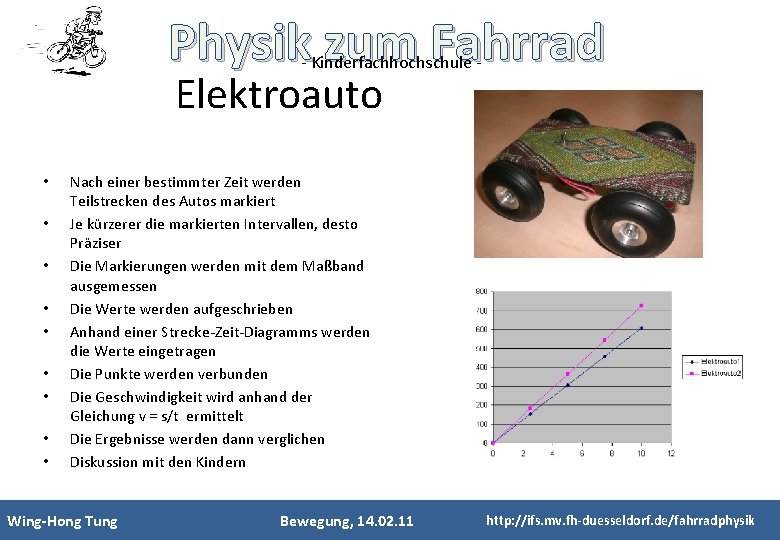 Physik zum Fahrrad - Kinderfachhochschule - Elektroauto • • • Nach einer bestimmter Zeit