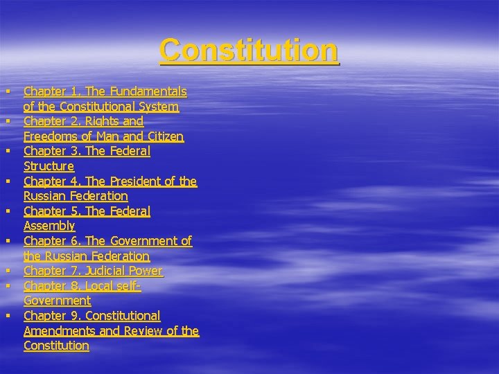 Constitution § Chapter 1. The Fundamentals of the Constitutional System § Chapter 2. Rights