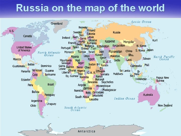 Russia on the map of the world 