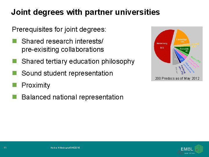 Joint degrees with partner universities Prerequisites for joint degrees: n Shared research interests/ pre-exisiting