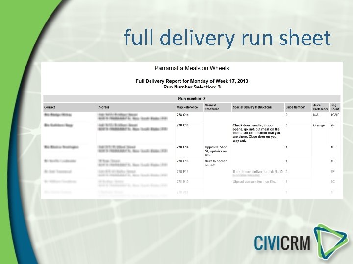 full delivery run sheet 