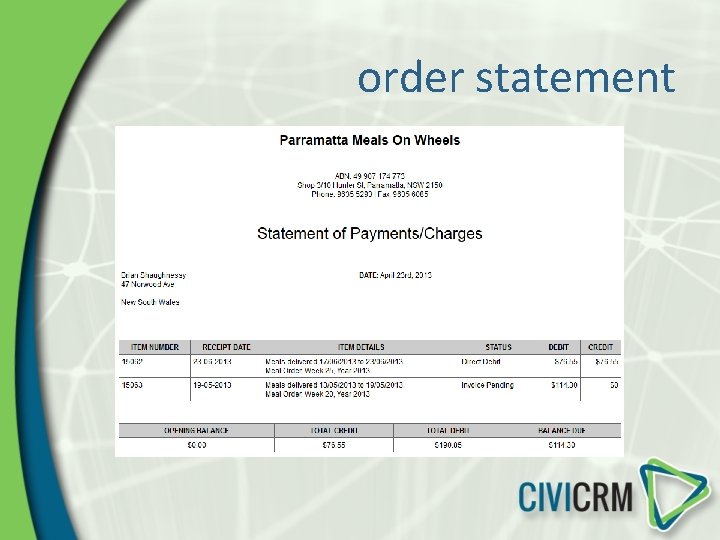 order statement 