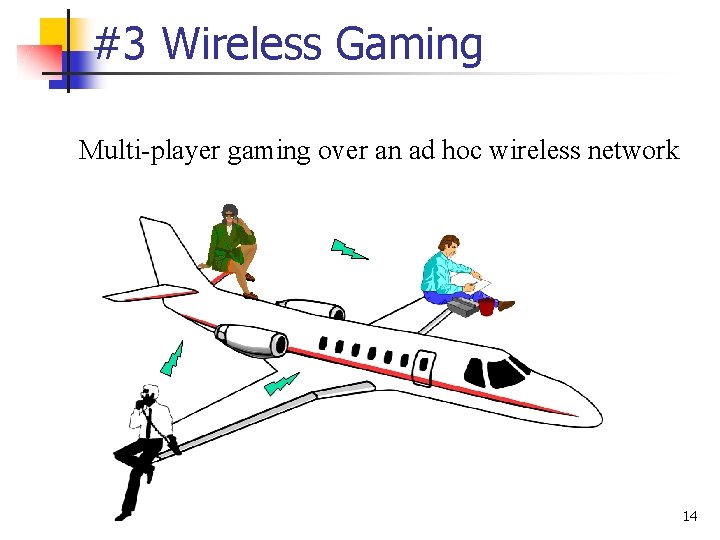 #3 Wireless Gaming Multi-player gaming over an ad hoc wireless network 14 