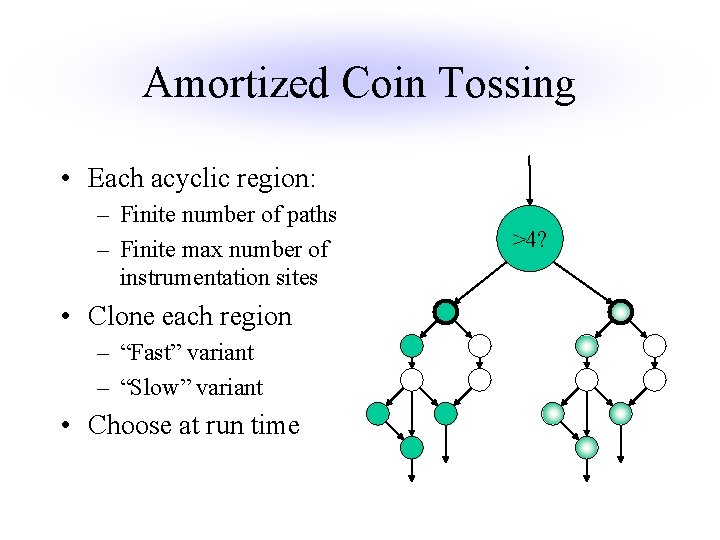 Amortized Coin Tossing • Each acyclic region: – Finite number of paths – Finite