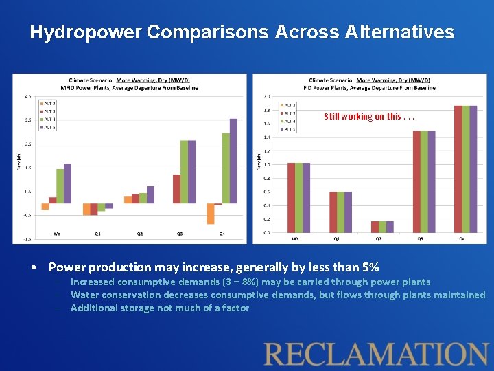 Hydropower Comparisons Across Alternatives Still working on this. . . • Power production may