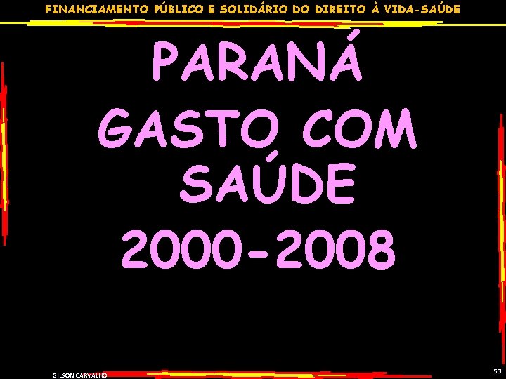 FINANCIAMENTO PÚBLICO E SOLIDÁRIO DO DIREITO À VIDA-SAÚDE PARANÁ GASTO COM SAÚDE 2000 -2008