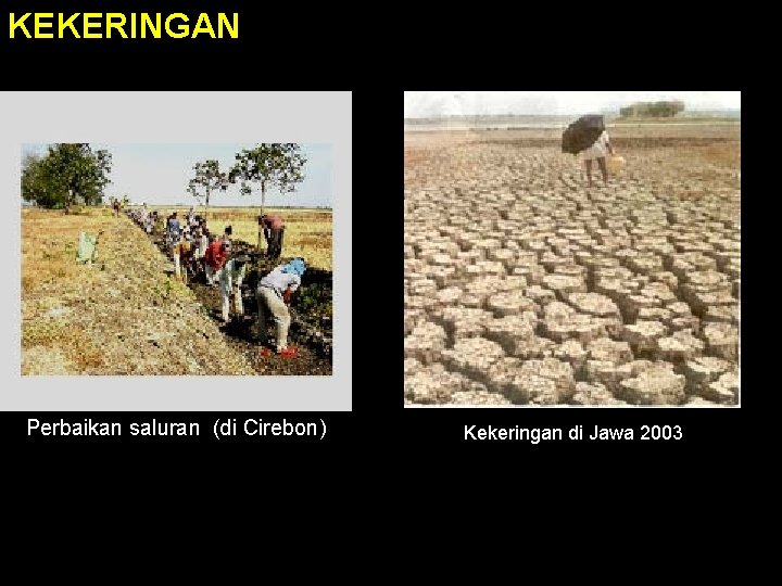 KEKERINGAN Perbaikan saluran (di Cirebon) Kekeringan di Jawa 2003 