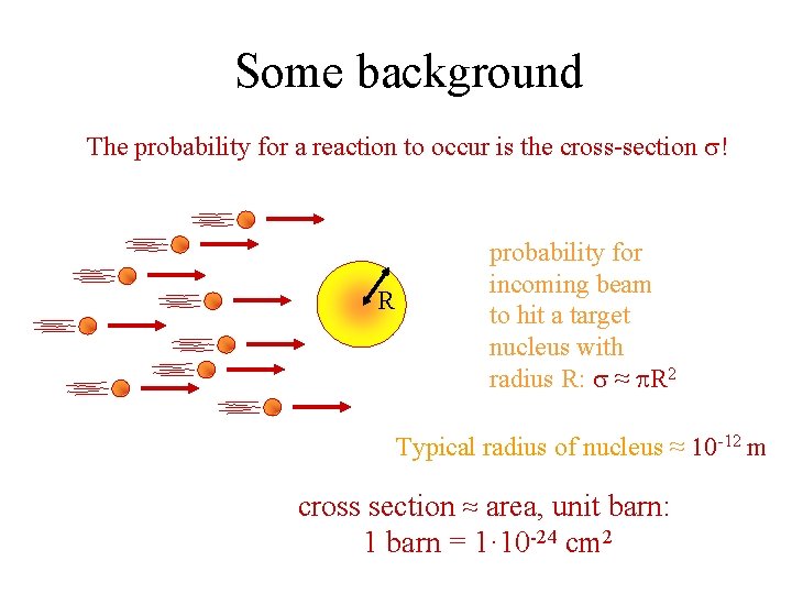 Some background The probability for a reaction to occur is the cross-section ! R