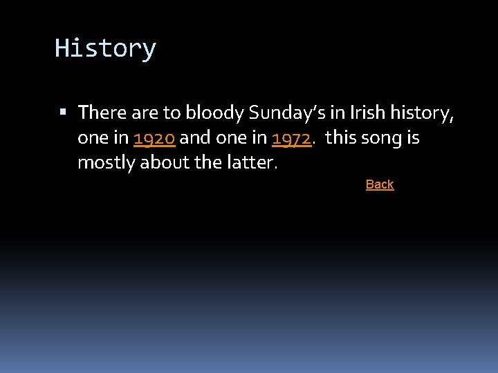 History There are to bloody Sunday’s in Irish history, one in 1920 and one