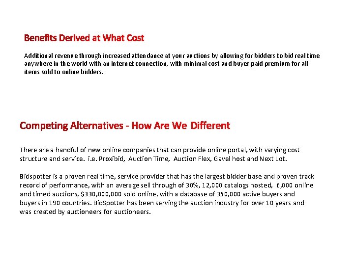 Additional revenue through increased attendance at your auctions by allowing for bidders to bid
