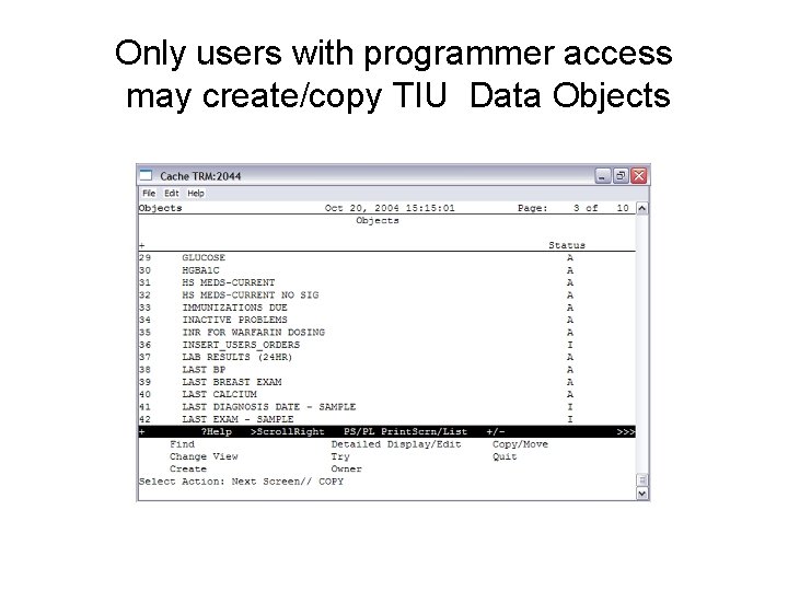 Only users with programmer access may create/copy TIU Data Objects 