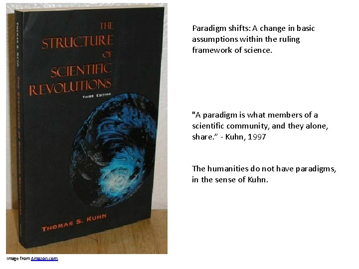 Paradigm shifts: A change in basic assumptions within the ruling framework of science. "A