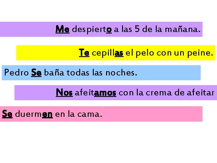 Me despierto a las 5 de la mañana. Te cepillas el pelo con un