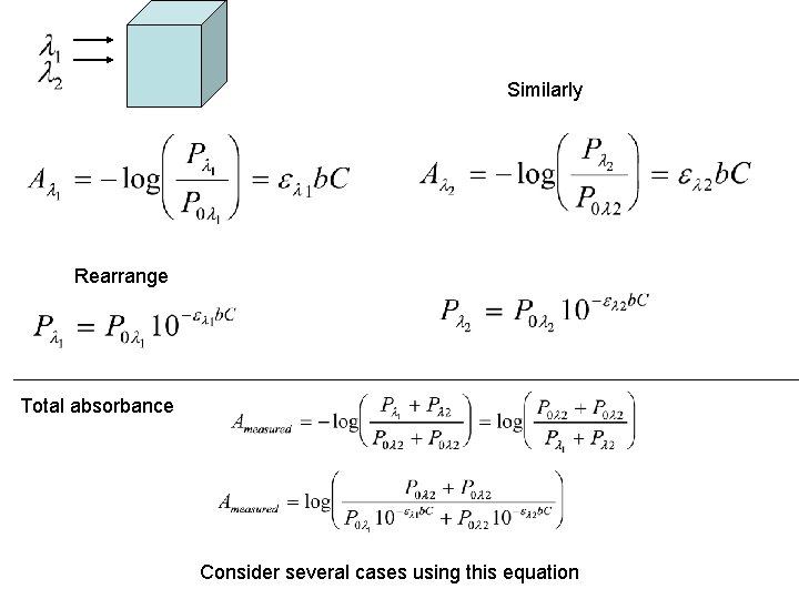 Similarly Rearrange Total absorbance Consider several cases using this equation Similarly Rearrange Total absorbance Consider several cases using this equation