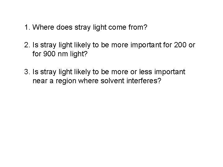 1. Where does stray light come from? 2. Is stray light likely to be