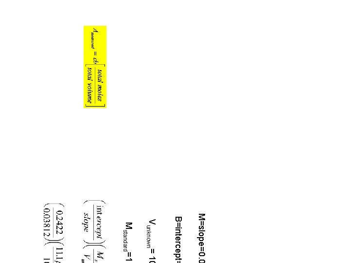 M=slope=0. 0 B=intercept= Vunknown= 10 Mstandard=11 