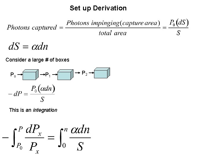 Set up Derivation Consider a large # of boxes Po P 1 This is