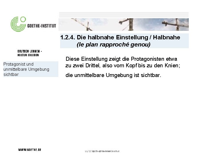 1. 2. 4. Die halbnahe Einstellung / Halbnahe (le plan rapproché genou) Protagonist und