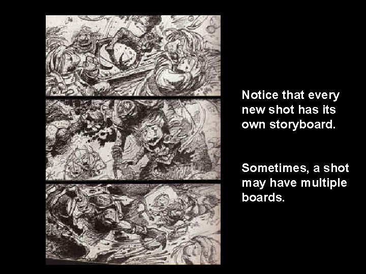 Notice that every new shot has its own storyboard. Sometimes, a shot may have