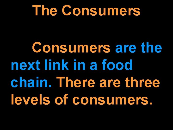The Consumers are the next link in a food chain. There are three levels