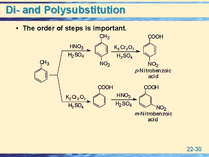 Di- and Polysubstitution • The order of steps is important. 22 -30 