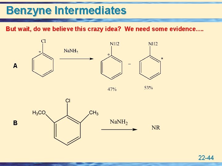 Benzyne Intermediates But wait, do we believe this crazy idea? We need some evidence….