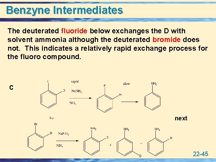 Benzyne Intermediates The deuterated fluoride below exchanges the D with solvent ammonia although the