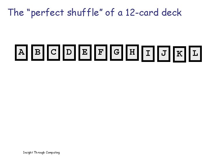 The “perfect shuffle” of a 12 -card deck A B C Insight Through Computing The “perfect shuffle” of a 12 -card deck A B C Insight Through Computing