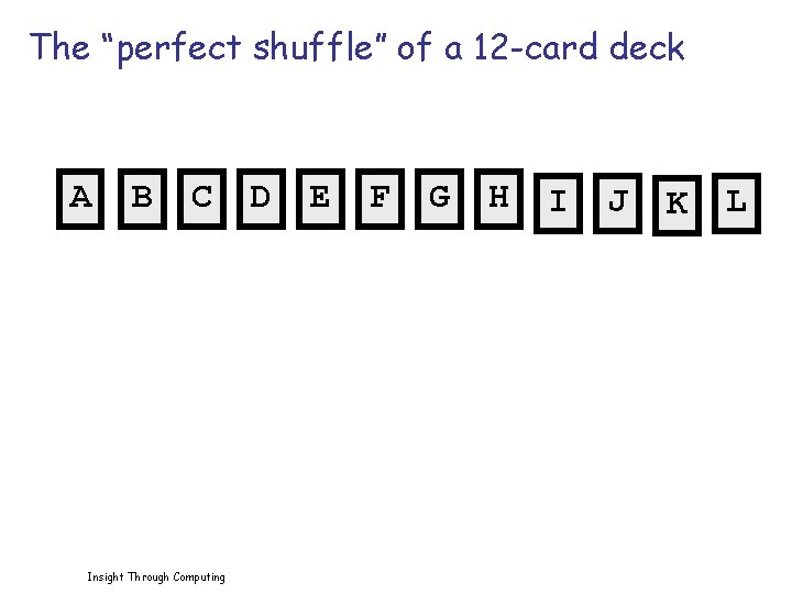 The “perfect shuffle” of a 12 -card deck A B C Insight Through Computing