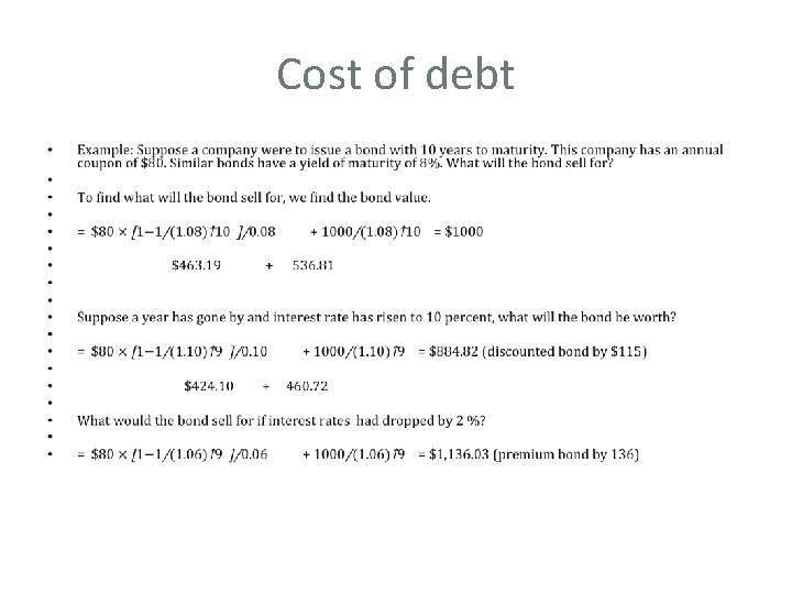 Cost of debt • 