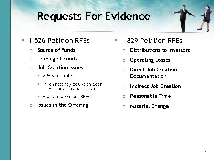 Requests For Evidence § I-526 Petition RFEs § I-829 Petition RFEs □ Source of