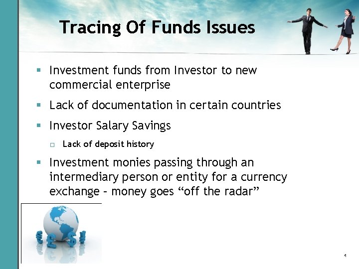 Tracing Of Funds Issues § Investment funds from Investor to new commercial enterprise §