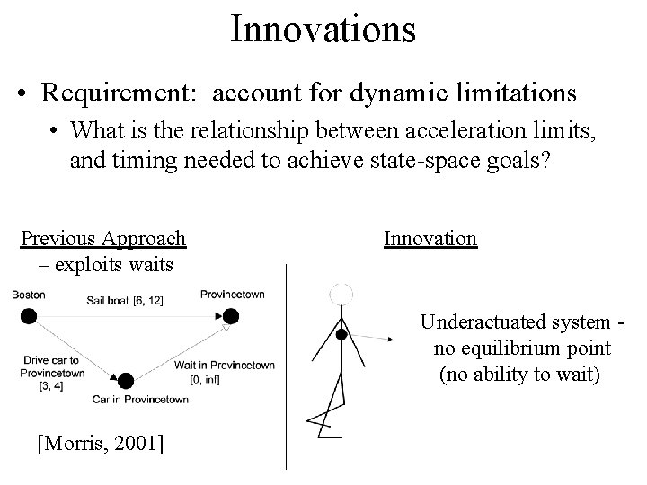Innovations • Requirement: account for dynamic limitations • What is the relationship between acceleration