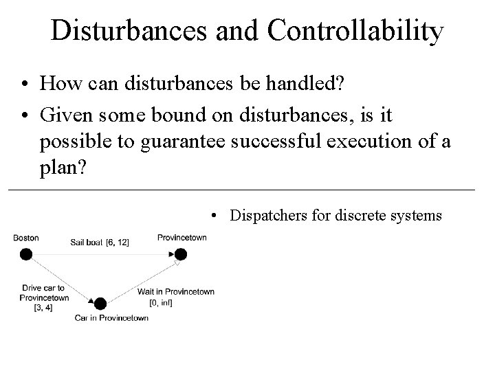 Disturbances and Controllability • How can disturbances be handled? • Given some bound on