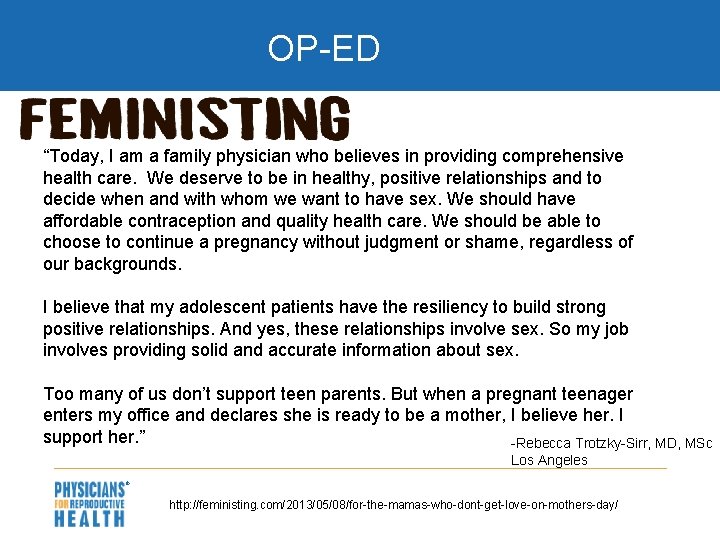 OP-ED “Today, I am a family physician who believes in providing comprehensive health care.