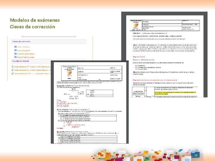 Modelos de exámenes Claves de corrección 