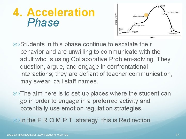 4. Acceleration Phase Students in this phase continue to escalate their behavior and are