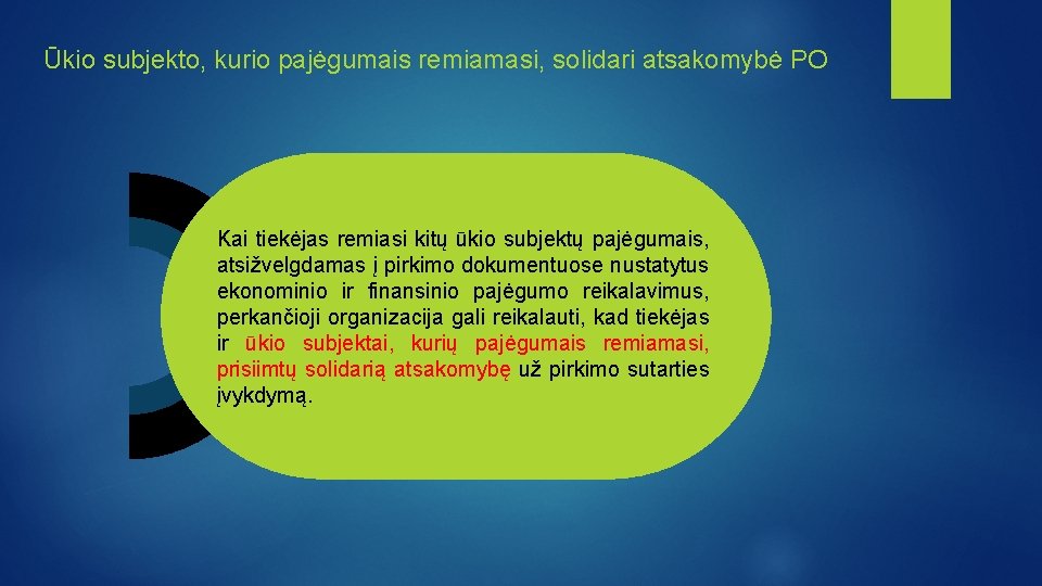 Ūkio subjekto, kurio pajėgumais remiamasi, solidari atsakomybė PO Kai tiekėjas remiasi kitų ūkio subjektų