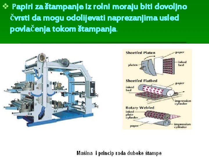 v Papiri za štampanje iz rolni moraju biti dovoljno čvrsti da mogu odolijevati naprezanjima