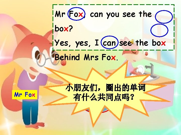 Mr Fox, can you see the box? Yes, yes, I can see the box